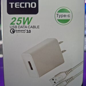 CARGADOR TECNO 25 WATTS CON CABLE TIPO C