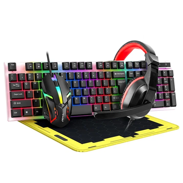 COMBO GAMER T WOLF - TECLADO - MOUSE - AUDIFONOS - MOUSEPAD - Imagen 2