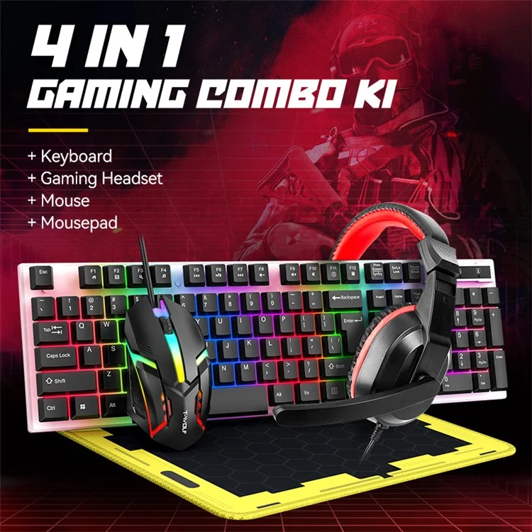 COMBO GAMER T WOLF - TECLADO - MOUSE - AUDIFONOS - MOUSEPAD - Imagen 8