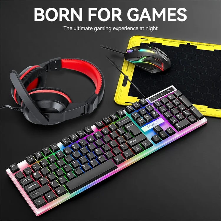 COMBO GAMER T WOLF - TECLADO - MOUSE - AUDIFONOS - MOUSEPAD - Imagen 7
