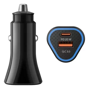 CARGADOR DE TELEFONO PARA CARRO - 38 WATTS - TIPO C Y USB