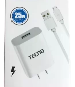 CARGADOR TECNO 25 WATTS CON CABLE TIPO C