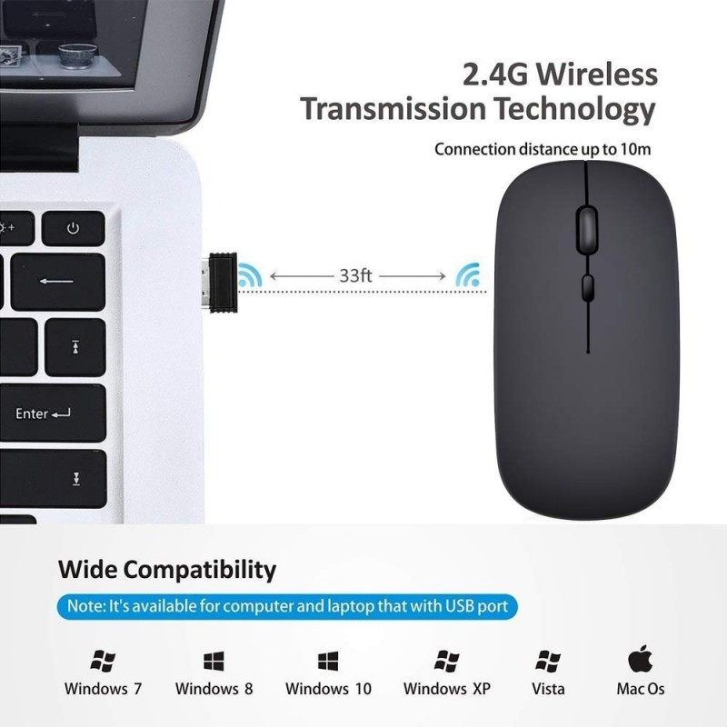 MOUSE INALAMBRICO RECARGABLE - NEGRO - Imagen 3