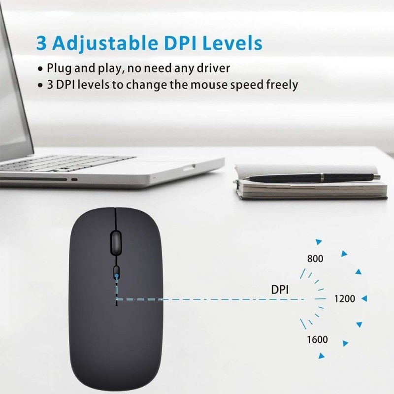 MOUSE INALAMBRICO RECARGABLE - NEGRO - Imagen 2