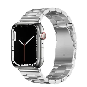CORREA PARA APPLEWATCH / T500 / T900 - 42MM A 49MM - PLATA - METALICA