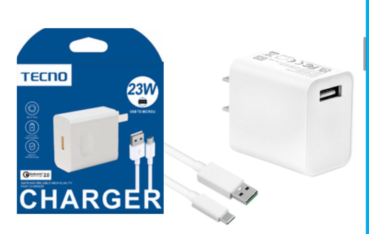 CARGADOR TECNO 23 WATTS - CABLE USB A MICRO USB