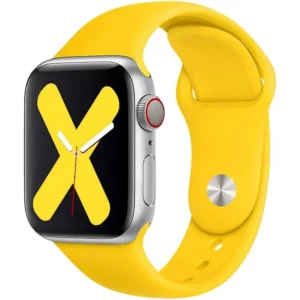 CORREA CORRUGADA PARA APPLEWATCH / T500 / T900 - 42MM A 49MM - SILICON - AMARILLO