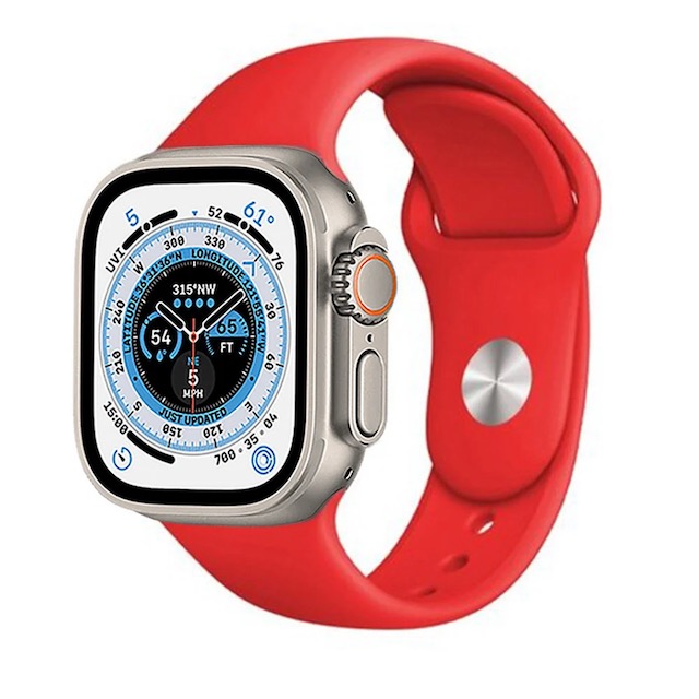 CORREA PARA APPLEWATCH / T500 / T900 - 42MM A 49MM - ROJO - SILICON