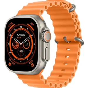 CORREA CORRUGADA PARA APPLEWATCH / T500 / T900 - 42MM A 49MM - SILICON - NARANJA