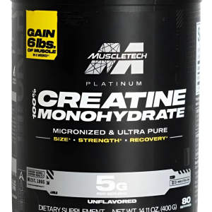 CREATINA MONOHIDRATADA MICRONIZADA - PLATINUM - 80 SERVICIOS - 400g - SIN SABOR - MUSCLETECH