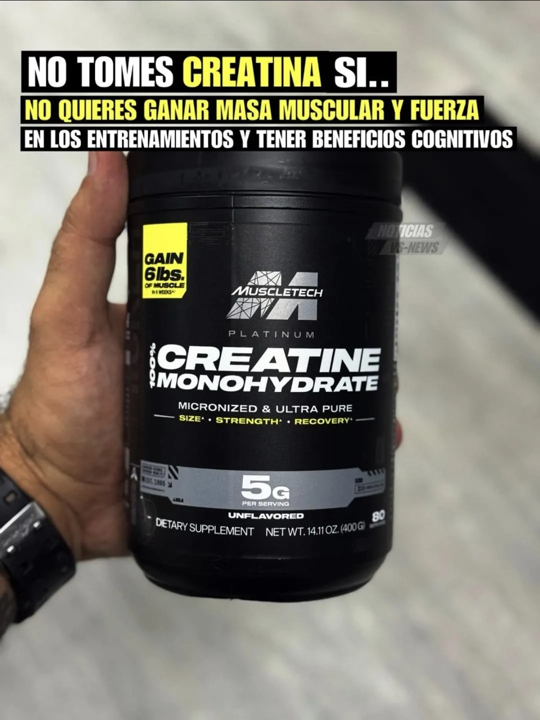 CREATINA MONOHIDRATADA MICRONIZADA - PLATINUM - 80 SERVICIOS - 400g - SIN SABOR - MUSCLETECH - Imagen 4