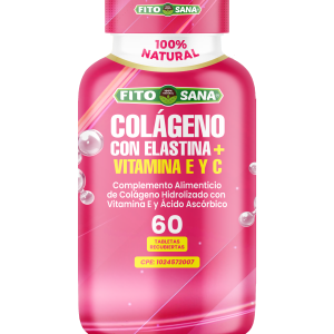 COLAGENO CON ELASTINA + VITAMINA E + VITAMINA C - 60 TABLETAS - 480mg - FITOSANA
