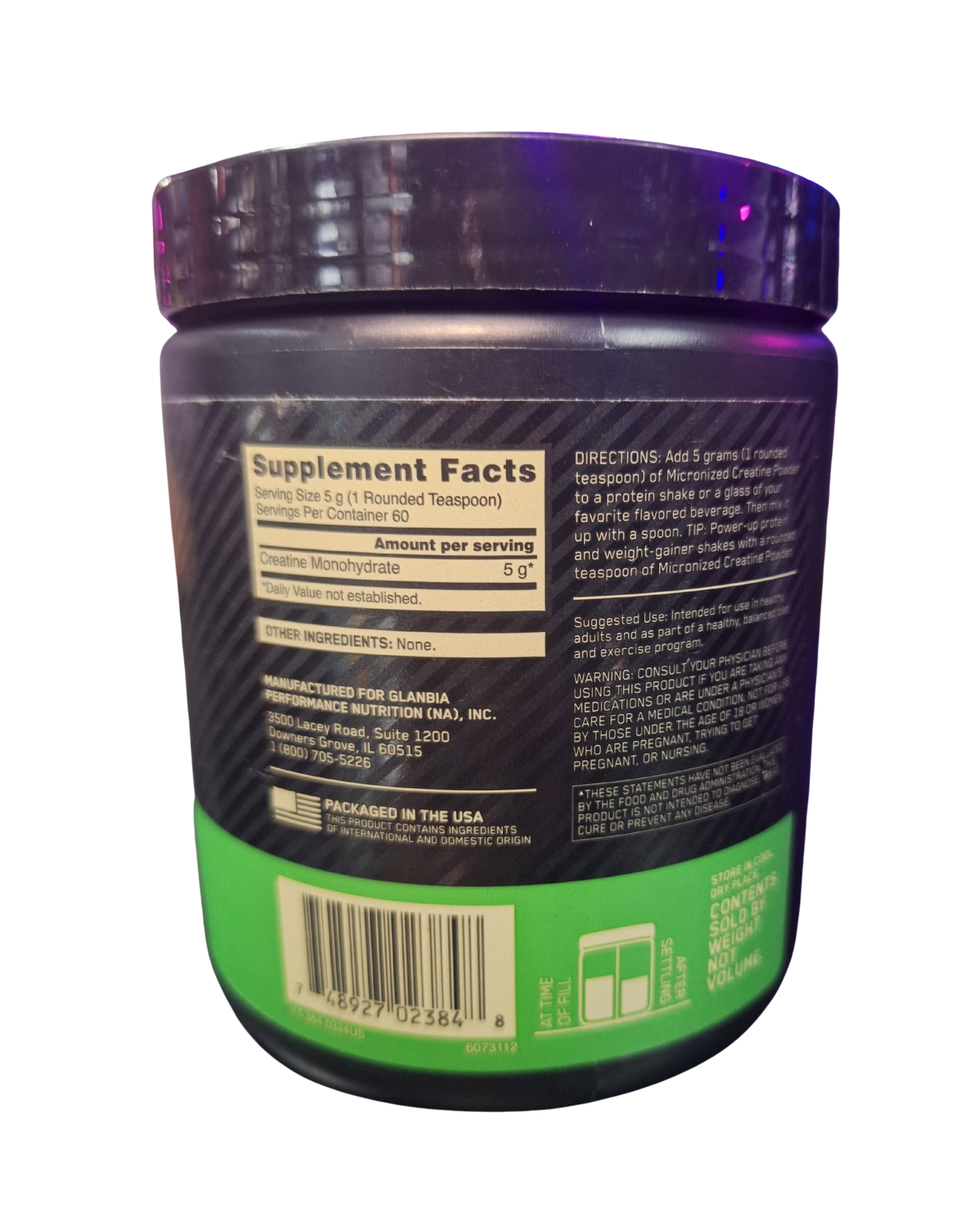CREATINA MONOHIDRATADA MICRONIZADA - 60 SERVICIOS - 300g - SIN SABOR - OPTIMUM NUTRITION - Imagen 2