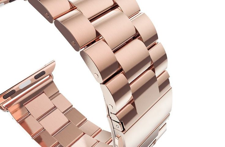 CORREA PARA APPLEWATCH / T500 / T900 - 42MM A 49MM - ROSA GOLD - METALICA - STYLISH - Imagen 2