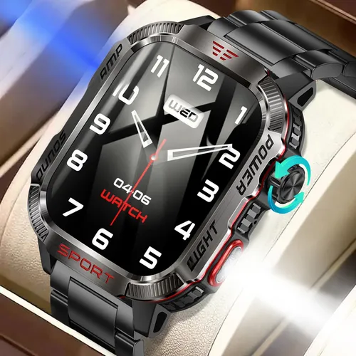 SMARTWATCH TIPO MILITAR - NEGRO - CORREA METALICA - Imagen 4