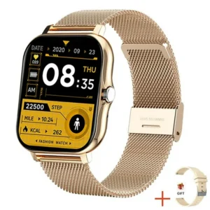 SMARTWATCH LIGE - DORADO - 2 CORREAS METALICA Y SILICON - BLUETOOTH