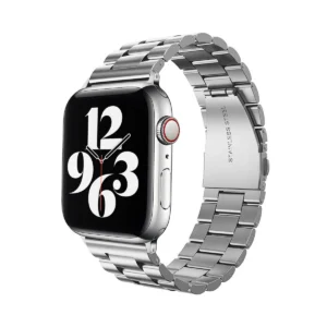 CORREA PARA APPLEWATCH / T500 / T900 - 42MM A 49MM - PLATA - METALICA - STYLISH