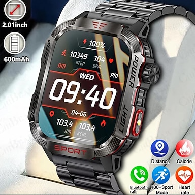 SMARTWATCH TIPO MILITAR - NEGRO - CORREA METALICA - Imagen 2