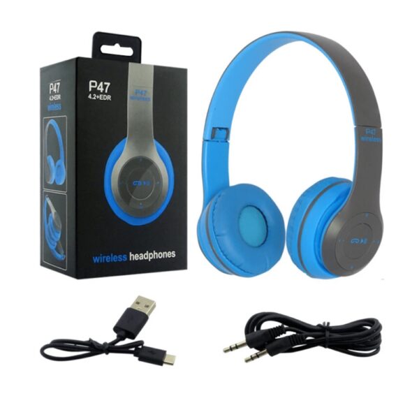 AUDIFONOS BLUETOOTH - P47 - AZUL - INALAMBRICOS - Imagen 2