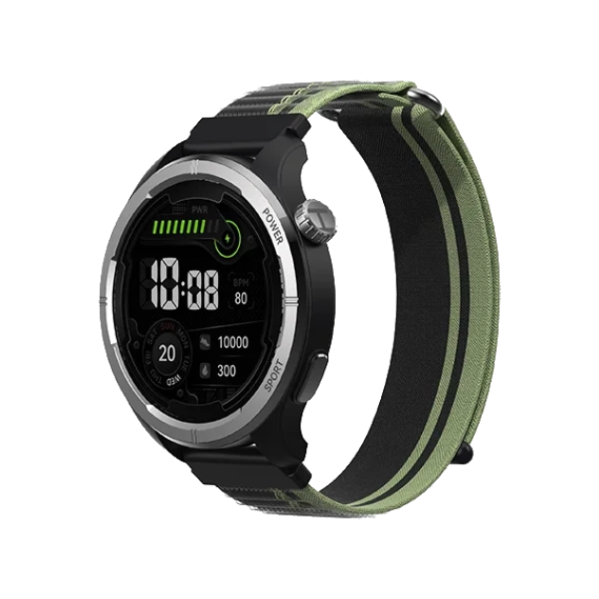 SMARTWATCH HAYLOU SOLAR NEO - 2 CORREAS - 7 DIAS DE BATERIA - NEGRO - TELA VERDE/NEGRO - BLUETOOTH