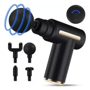 PISTOLA MASAJEADORA -  NEGRO - 6 VELOCIDADES - 4 ACCESORIOS