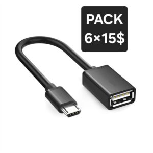PACK DE 6 CABLES ADAPTADOR MICRO USB (M) A USB (H) - OTG