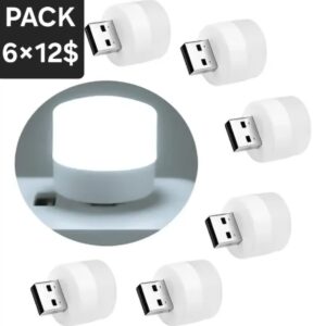 PACK DE 6 MINI LUZ LED NOCTURNA - USB - BLANCA