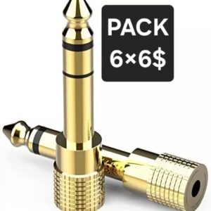 PACK DE 6 ADAPTADORES DE AUDIO - 6.5MM (M) A 3.5MM (H) - MICROFONO