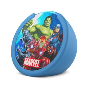 ALEXA ECHO POP- KIDS EDITION - MARVEL - CORNETA INTELIGENTE - BLUETOOTH - MANOS LIBRES - COLOR BLANCO - FORRO AZUL