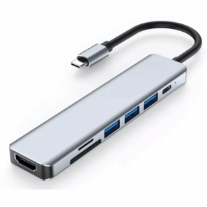 REGLETA MULTIPUERTOS TIPO C - 7 EN 1 - HDMI - USB - MICRO SD - TIPO C - HUB