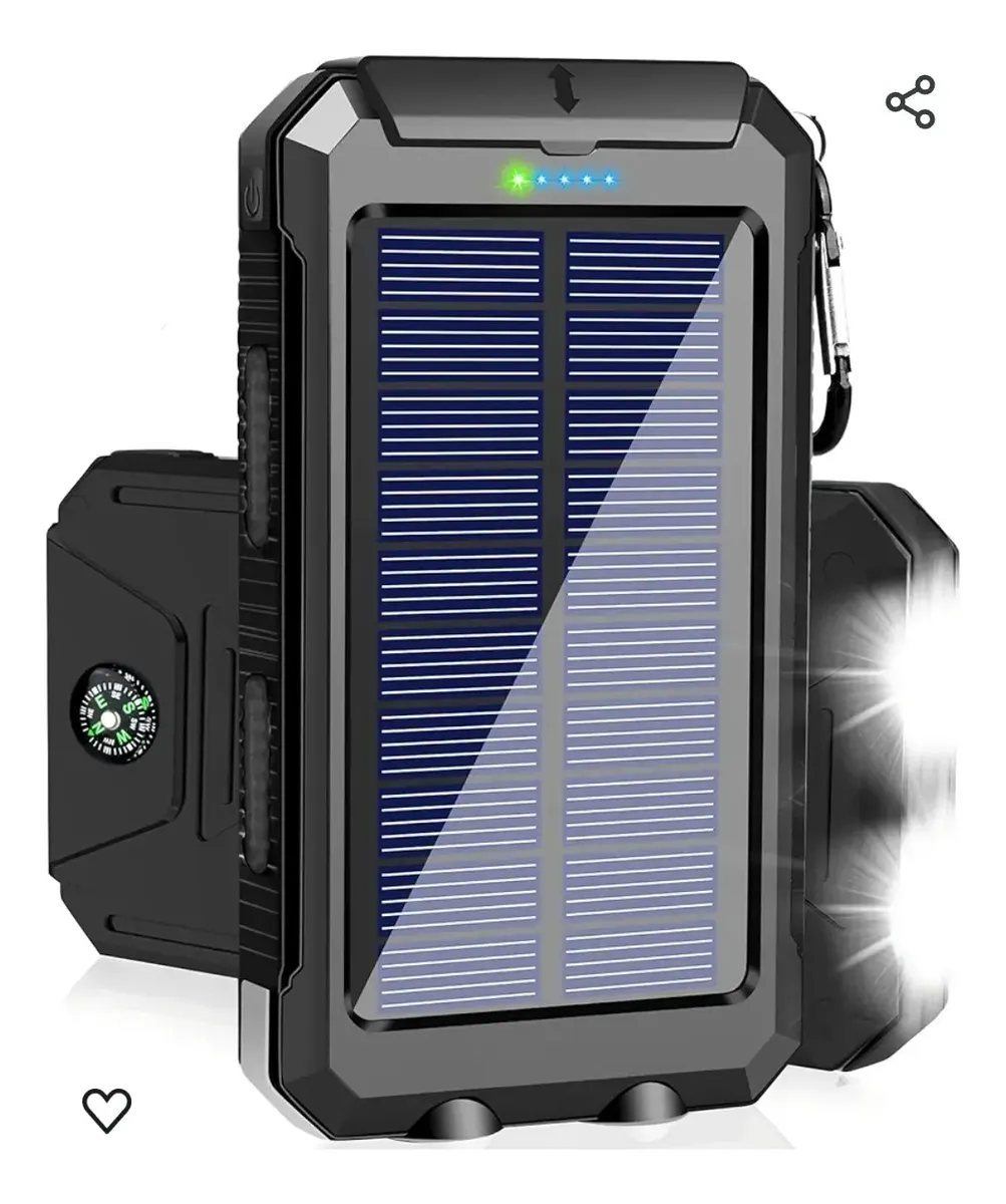POWERBANK 20.000 MAH - PANEL SOLAR - BRUJULA - 2 PUERTOS USB - LINTERNA