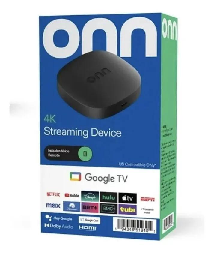 ONN TV 4K – CONTROL DE VOLUMEN – NETFLIX – YOUTUBE – PRIME VIDEO – GOOGLE - CABLE DE CARGA