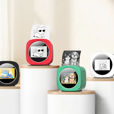 MINI IMPRESORA IA - TERMICA - PORTATIL - PANTALLA - INCLUYE 5 ROLLOS