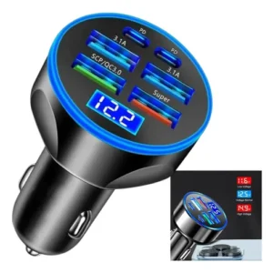 CARGADOR DE CARRO - CARGA RAPIDA - 4 PUERTOS USB - 2 PUERTOS TIPO C