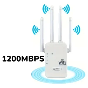 REPETIDOR WIFI - 1200 MBPS - DOBLE BANDA 2.4G/5G - 4 ANTENAS - EXTENSOR DE RANGO - FIBRA ÓPTICA