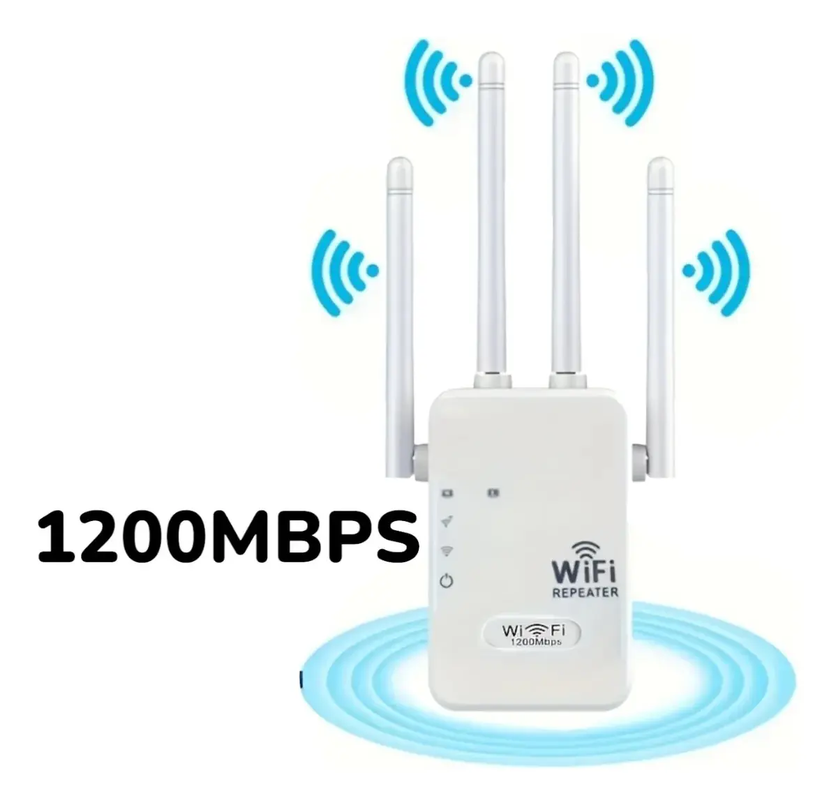 REPETIDOR WIFI - 1200 MBPS - DOBLE BANDA 2.4G/5G - 4 ANTENAS - EXTENSOR DE RANGO - FIBRA ÓPTICA
