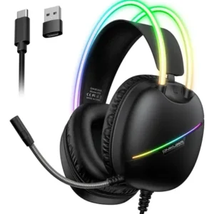 AUDIFONOS GAMER ONIKUMA X33 - RGB - LUZ LED - TIPO C Y USB - NEGRO