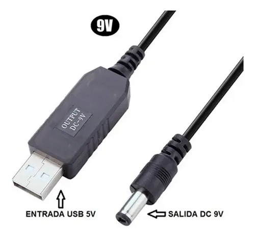 CABLE CONVERTIDOR USB 5V A 9V - ROUTER - MODEM - POWERBANK - 5.5MM X 2.1MM - 2 AMP - Imagen 2