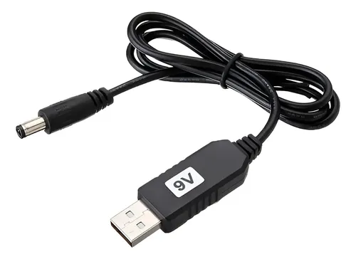 CABLE CONVERTIDOR USB 5V A 9V - ROUTER - MODEM - POWERBANK - 5.5MM X 2.1MM - 2 AMP