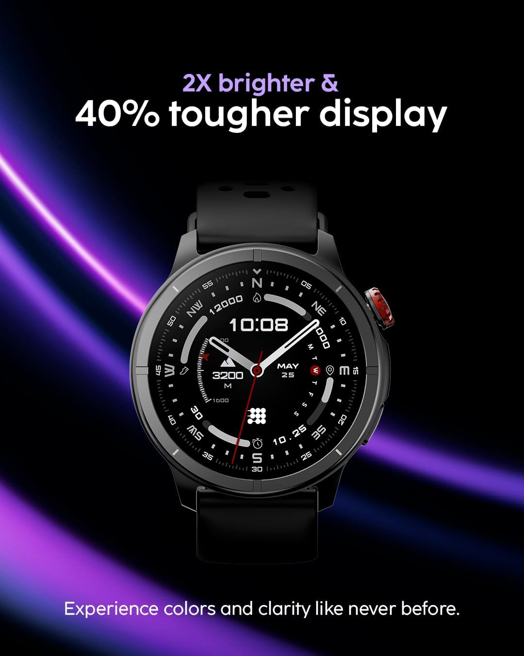 SMARTWATCH CUBITT AURA PRO 2 - NEGRO - RESISTENTE AL AGUA 3O METROS - NOTIFICACIONES - RITMO CARDIACO - ASISTENTE DE VOZ - MONITOR DE ESTRES - Imagen 4