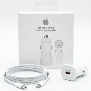 CARGADOR DE IPHONE PARA CARRO – 20 WATTS CON CABLE TIPO C A LIGHTNING